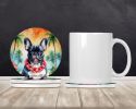 French Bulldog Luau Large Sandstone Coasters Pack of 4 Absorbent Round Coasters Decor Gifts for Men or Women, 4 in, Multicolor