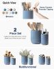 Utensil Holder for Kitchen Counter, 7.3"+5.4" Fluted Ceramic Utensil Crock Organizer for Countertop, Heavy Large Holder for Spatulas, Spoons, Set of 2