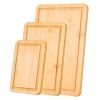 Cutting Board, 3 Pieces, Premium Versatile Bamboo Cutting Board with Food-Grade Oil and Juice Groove