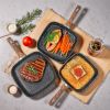 Nonstick Frying Pan Skillet Set, 3 Piece Square Grill Pans with Stay Cool Handle & PFOA Free, Compatible with All Stovetops(9.5" 10" 11")
