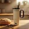Premium 24 oz Insulated Tumbler with Handle and Straw, 18/8 Stainless Steel Travel Coffee Mug with Tea Infuser & Dust Cover