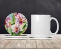 Orchids in Watercolor Large Sandstone Coasters Pack of 4 Absorbent Round Coasters Decor Gifts for Men or Women, 4 in, Multicolor