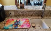 Hippie Animal Donkey Dish Drying Mat Absorbent Dish Drying Mat Pad for Kitchen Counter Dish Drainer Mat for Countertop, 14 x 21", Multicolor
