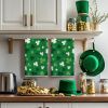 Green Clover Shamrock St. Patrick's Day Kitchen Towels Dish Towels, 18x26 Inch Farmhouse Holiday Spring Decoration Hand Towels Set of 2