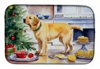 Labrador Retriever Christmas Cookies Dish Drying Mat Absorbent Dish Drying Mat Pad for Kitchen Counter Dish Drainer Mat for Countertop, 14 x 21"