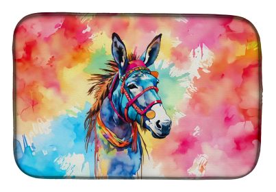 Hippie Animal Donkey Dish Drying Mat Absorbent Dish Drying Mat Pad for Kitchen Counter Dish Drainer Mat for Countertop, 14 x 21", Multicolor (Default: Default)