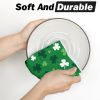 Green Clover Shamrock St. Patrick's Day Kitchen Towels Dish Towels, 18x26 Inch Farmhouse Holiday Spring Decoration Hand Towels Set of 2