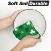 Green Clover Shamrock St. Patrick's Day Kitchen Towels Dish Towels, 18x26 Inch Farmhouse Holiday Spring Decoration Hand Towels Set of 2
