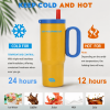 Premium 24 oz Insulated Tumbler with Handle and Straw, 18/8 Stainless Steel Travel Coffee Mug with Tea Infuser & Dust Cover